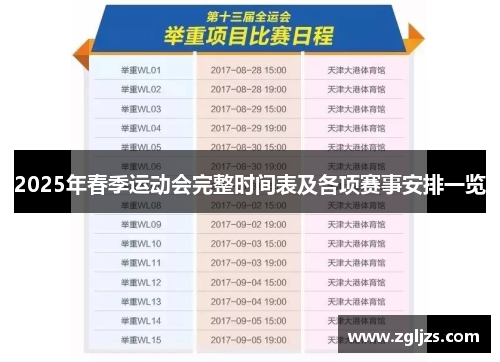 2025年春季运动会完整时间表及各项赛事安排一览